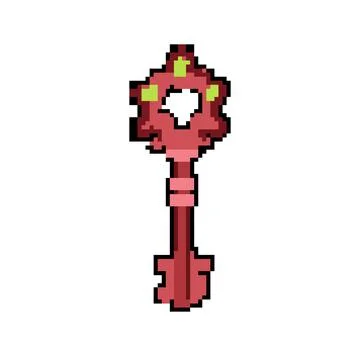 Antique magic key pixel art vector illustration Stock Illustration