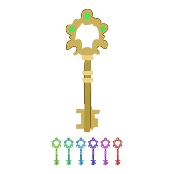 Antique magic key vector cartoon graphic Stock Illustration