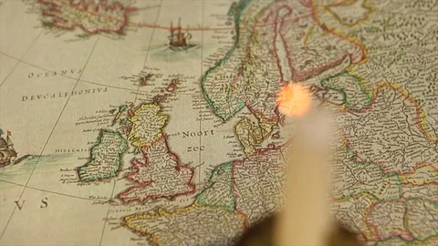 Antique Map and Candle Stock Footage 81196651