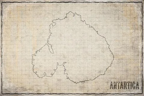 Antique Map of Antarctica on Aged Paper Stock Illustration