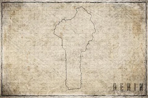 Antique Map of Benin on Aged Paper Stock Illustration