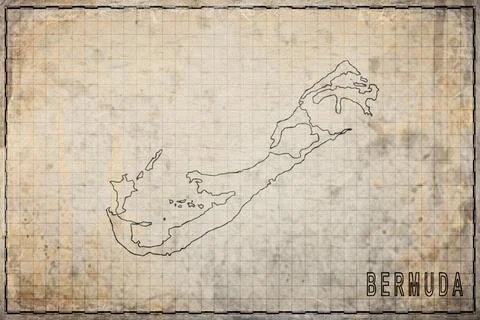 Antique Map of Bermuda on Aged Paper Stock Illustration