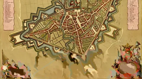 Antique map of  Breda, Netherlands. Vidéo 64106091