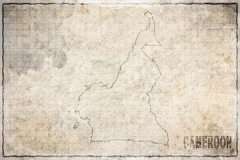 Antique Map of Cameroon on Aged Paper Stock Illustration