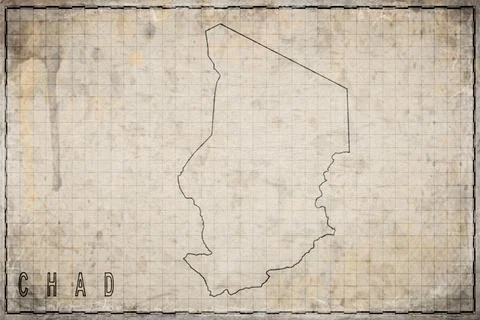 Antique Map of Chad on Aged Paper Stock Illustration