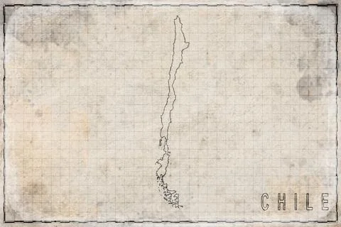 Antique Map of Chile on Aged Paper Stock Illustration