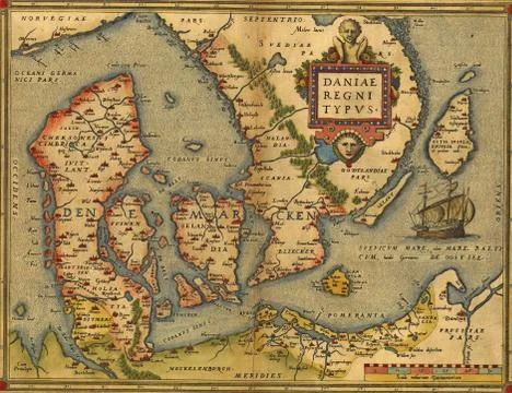 Antique map of denmark Stock Illustration