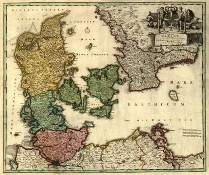 Antique map of Denmark Foto stock