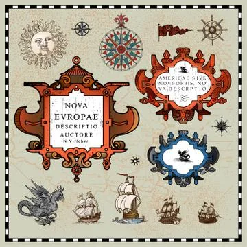 Antique map elements Stock Illustration