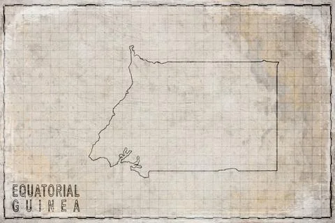 Antique Map of Equatorial Guinea on Aged Paper Stock Illustration