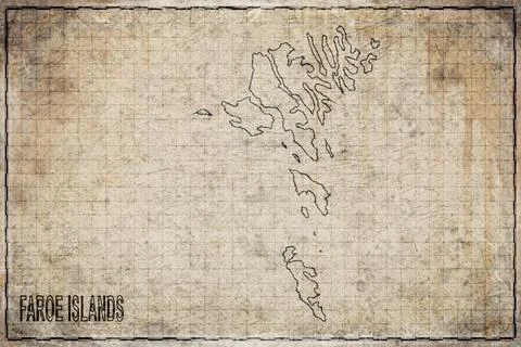 Antique Map of Faroe Islands on Aged Paper Stock Illustration
