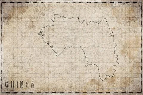 Antique Map of Guinea on Aged Paper Stock Illustration