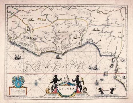 Antique Map of Guinea and West Africa, 17th Century Map Stock Illustration