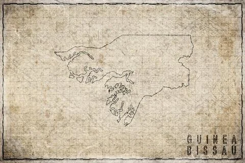 Antique Map of Guinea Bissau on Aged Paper Stock Illustration