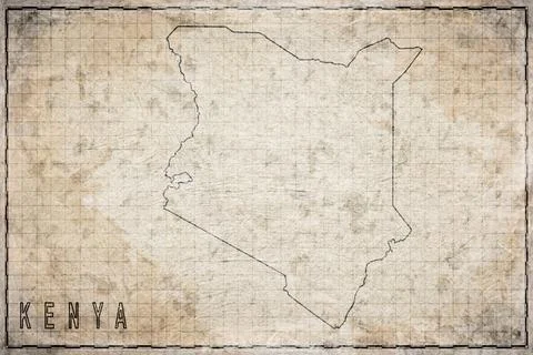Antique Map of Kenya on Aged Paper Stock Illustration