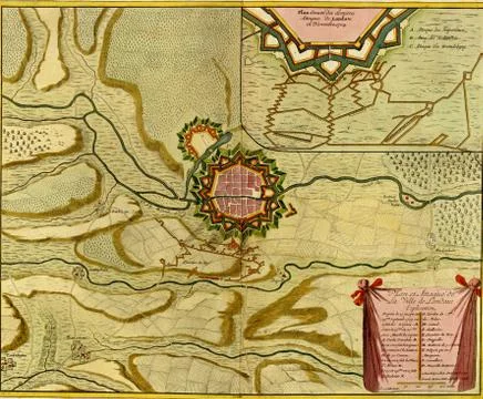 Antique map of  landau, germany.. Stock Photos