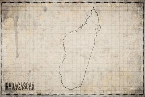 Antique Map of Madagascar on Aged Paper Stock Illustration