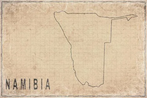 Antique Map of Namibia on Aged Paper Stock Photos