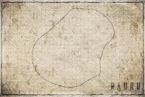 Antique Map of Nauru on Aged Paper Stock Illustration