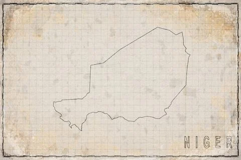 Antique Map of Niger on Aged Paper Stock Illustration
