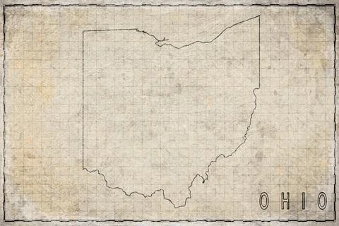 Antique Map of Ohio on Aged Paper Stock Illustration