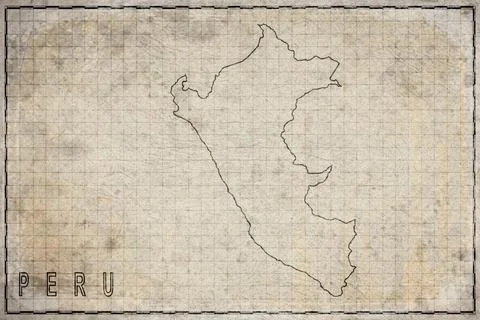 Antique Map of Peru on Aged Paper Stock Illustration