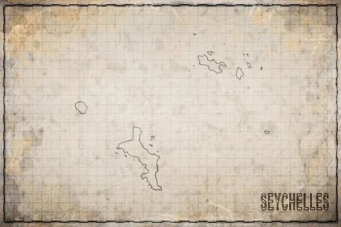 Antique Map of Seychelles on Aged Paper Stock Illustration