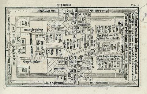 Antique map of the Temple Mount in Jerusalem, illustrating the layout of So.. Stock Photos