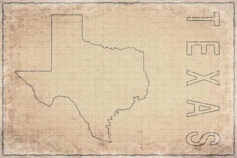 Antique Map of Texas on Aged Paper Stock Photos