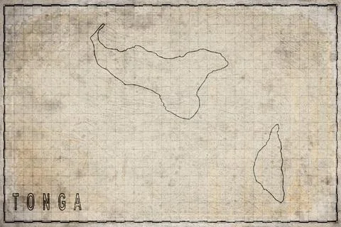 Antique Map of Tonga on Aged Paper Stock Illustration