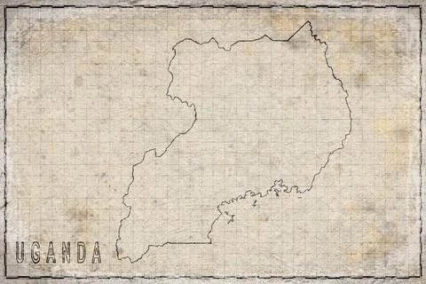 Antique Map of Uganda on Aged Paper Stock Illustration
