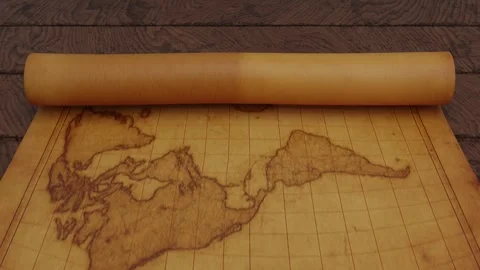 Antique Map Unfolding Animation Video stock 313856856