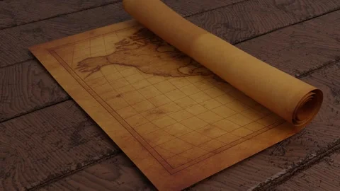 Antique Map Unfolding Animation Video stock 313856857