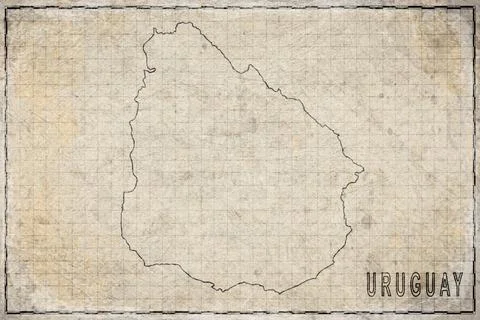 Antique Map of Uruguay on Aged Paper Stock Illustration