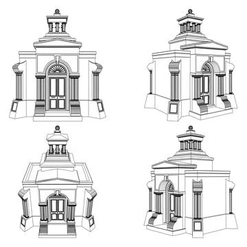 Antique Mausoleum Grave Construction Vector. Stock Illustration
