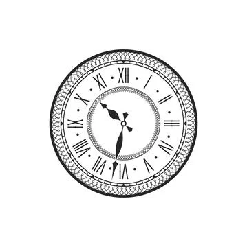 Antique mechanical clock dial isolated watch icon Stock Illustration