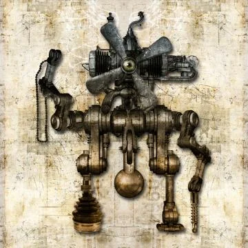 Antique mechanical figure Stock Illustration