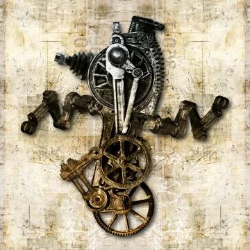 Antique mechanical figure Stock Illustration