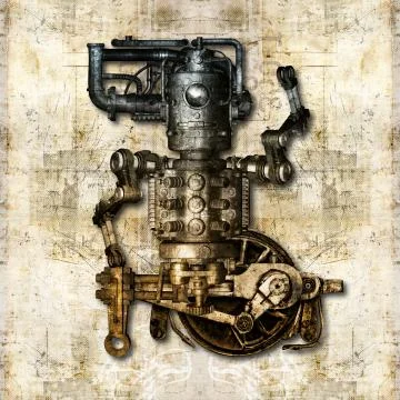 Antique mechanical figure Stock Illustration