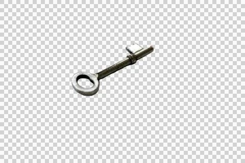 Antique metal skeleton key with a circular bow and a simple bit Stock Photos