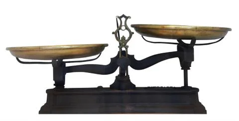 Antique metal table scales Stock Photos