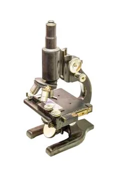 Antique microscope isolated Stock Photos