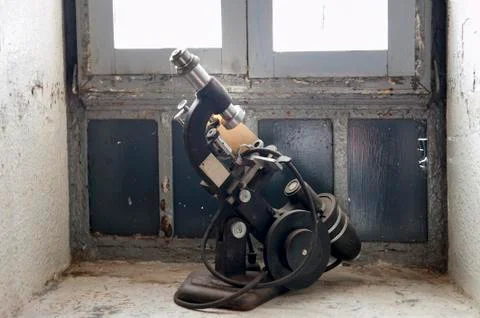 Antique microscope Stockfoto's