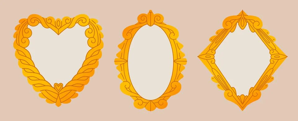 Antique mirror borders 스톡 일러스트