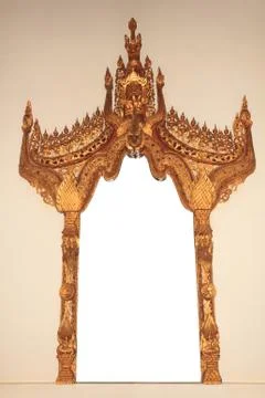 Antique mirror frame on white background Stock Photos
