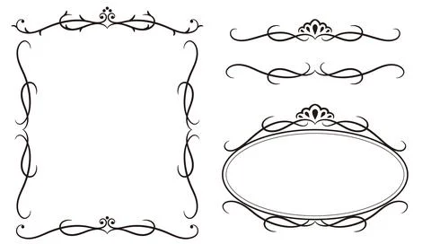Antique monochrome decorative frames set. Stock Illustration