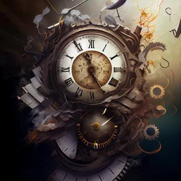 Antique old clock explode Stockillustratie