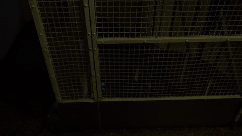 Antique old elevator coming up to floor in building. Transport in metal Stock Footage 120652003