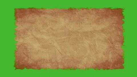 Antique old rolling paper on green screen, yellowed animated sheet roll Stock Footage 299547095