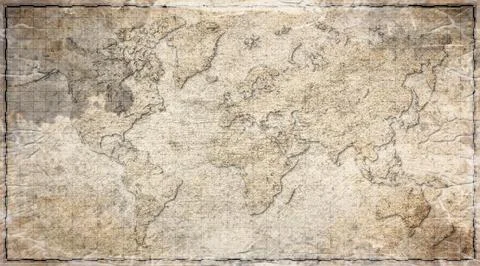 Antique, Old Style World Map Background Stock Illustration